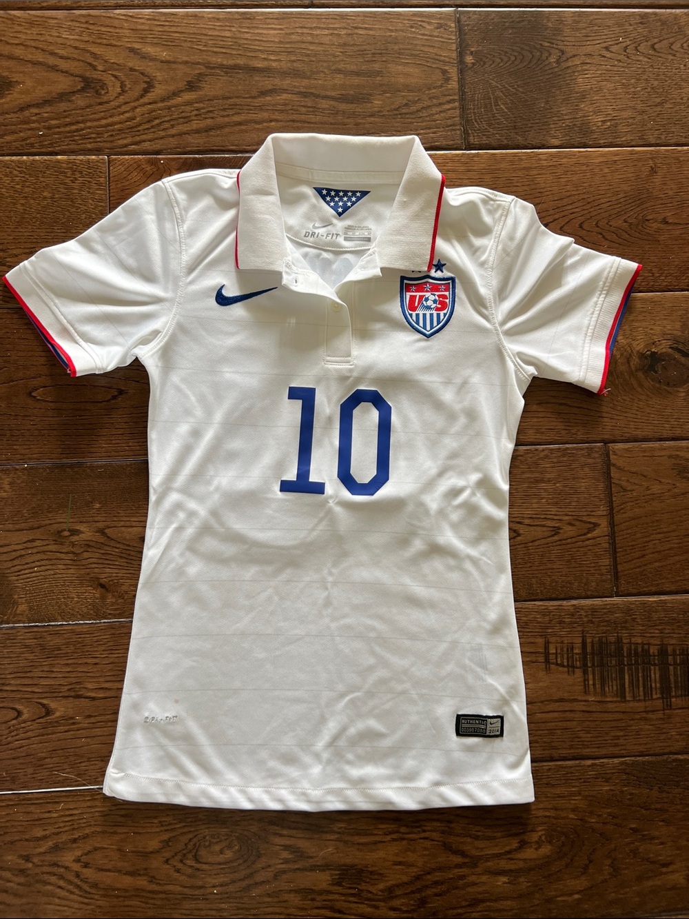 Nike White USA Soccer Jersey #10 with Blue and Red Trim